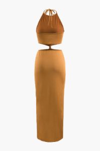 Knotted Cut Out Halter Maxi Dress sold by Micas
