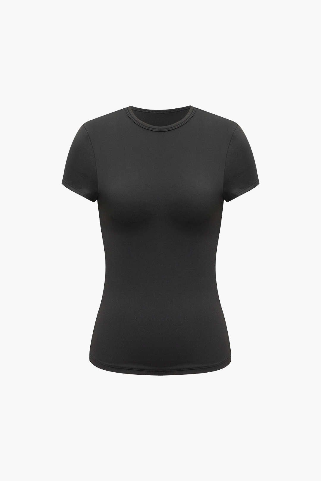 Solid Short Sleeve Round Neck T-Shirt sold by Micas product image thumbnail 2