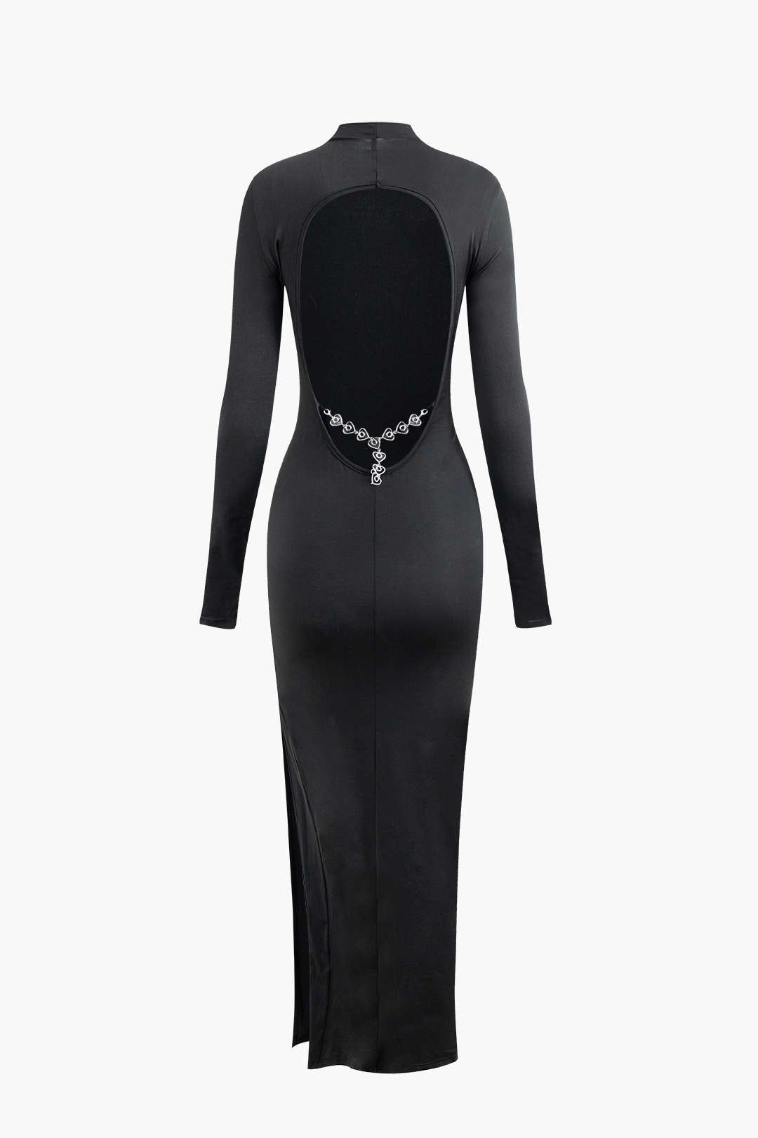 Solid Mock Neck Backless Slit Maxi Dress sold by Micas product image thumbnail 4