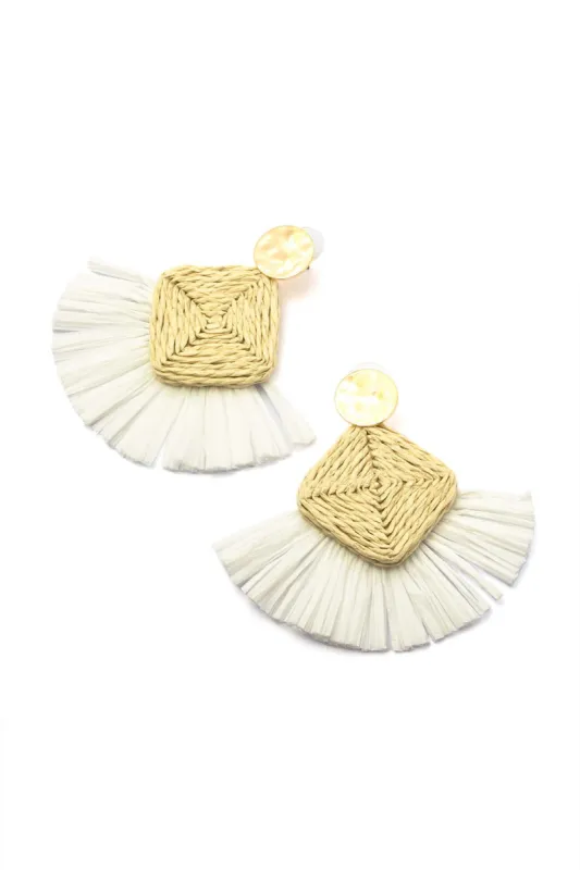 Rattan Woven Fan Earrings sold by Micas