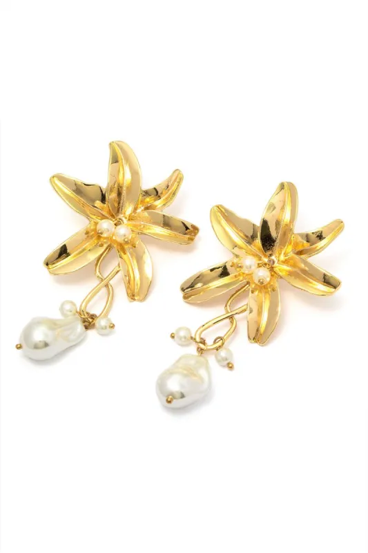 Blooming Flower & Pearl Earrings sold by Micas