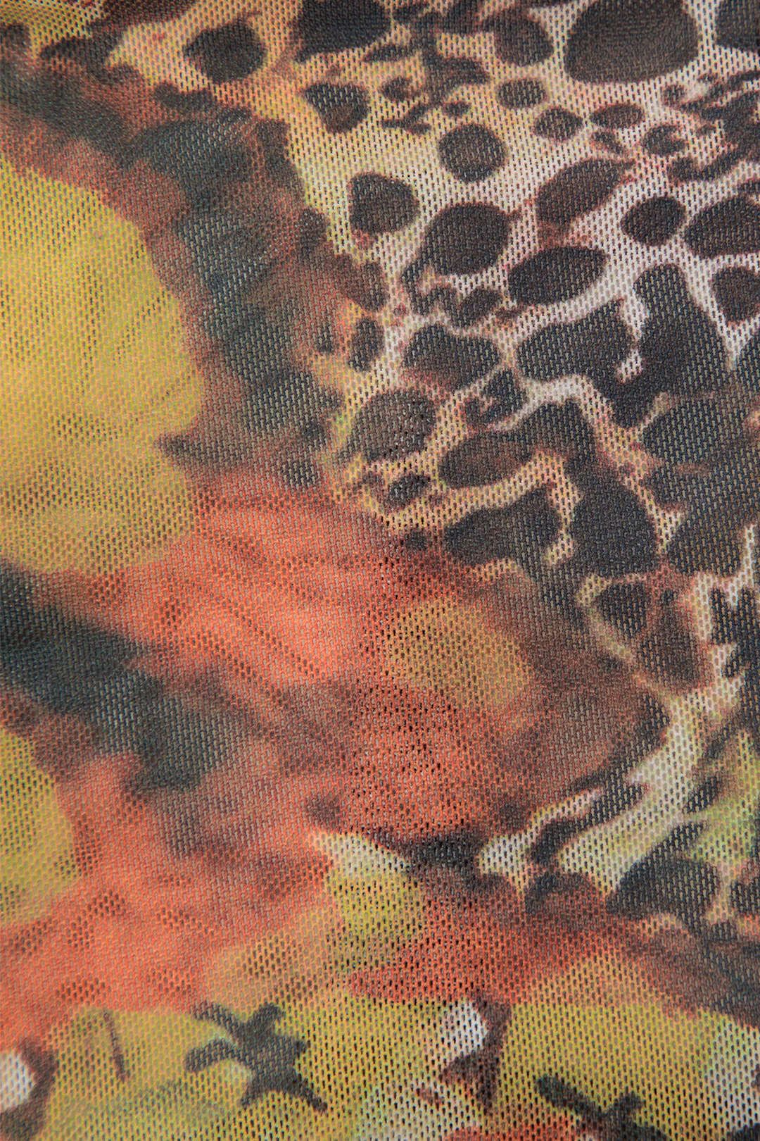 Printed Cold Shoulder Mesh Crop Top sold by Micas product image thumbnail 5