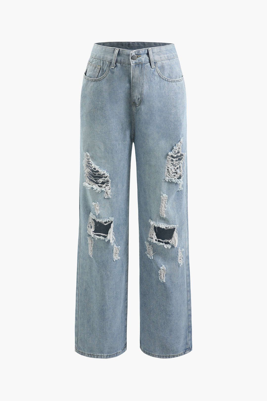 Distressed Destroyed Straight Jeans sold by Micas