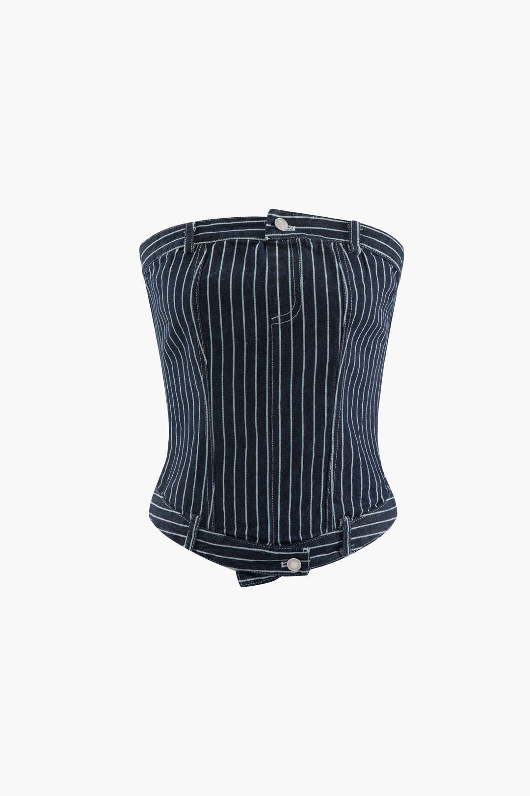 Pinstripe Denim Strapless Tube Top sold by Micas