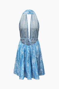 Printed V-neck Halter Mini Dress sold by Micas
