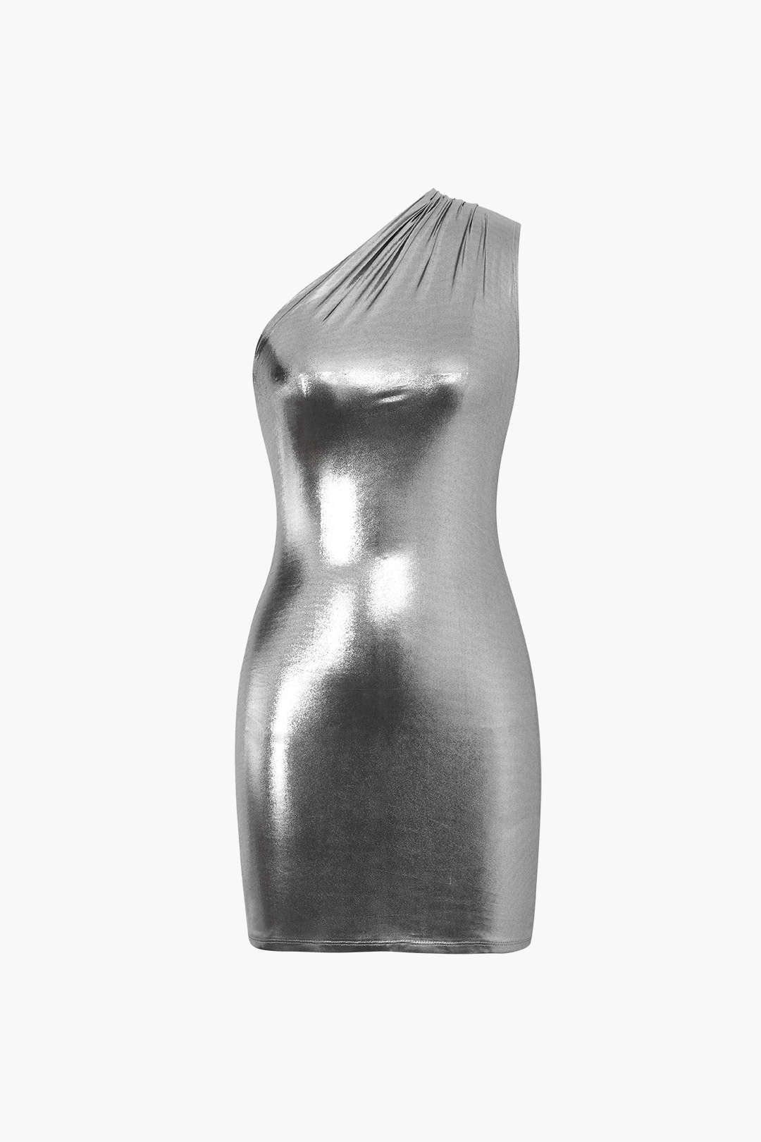 Metallic One Shoulder Bodycon Mini Dress sold by Micas