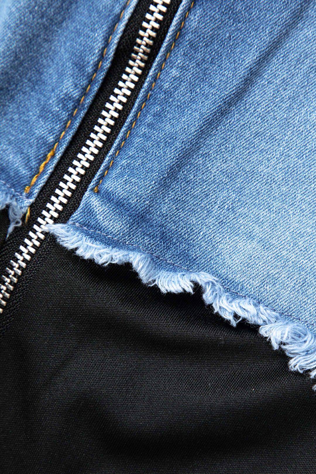 Contrast Denim Panel Zip Up Midi Skirt sold by Micas product image thumbnail 3