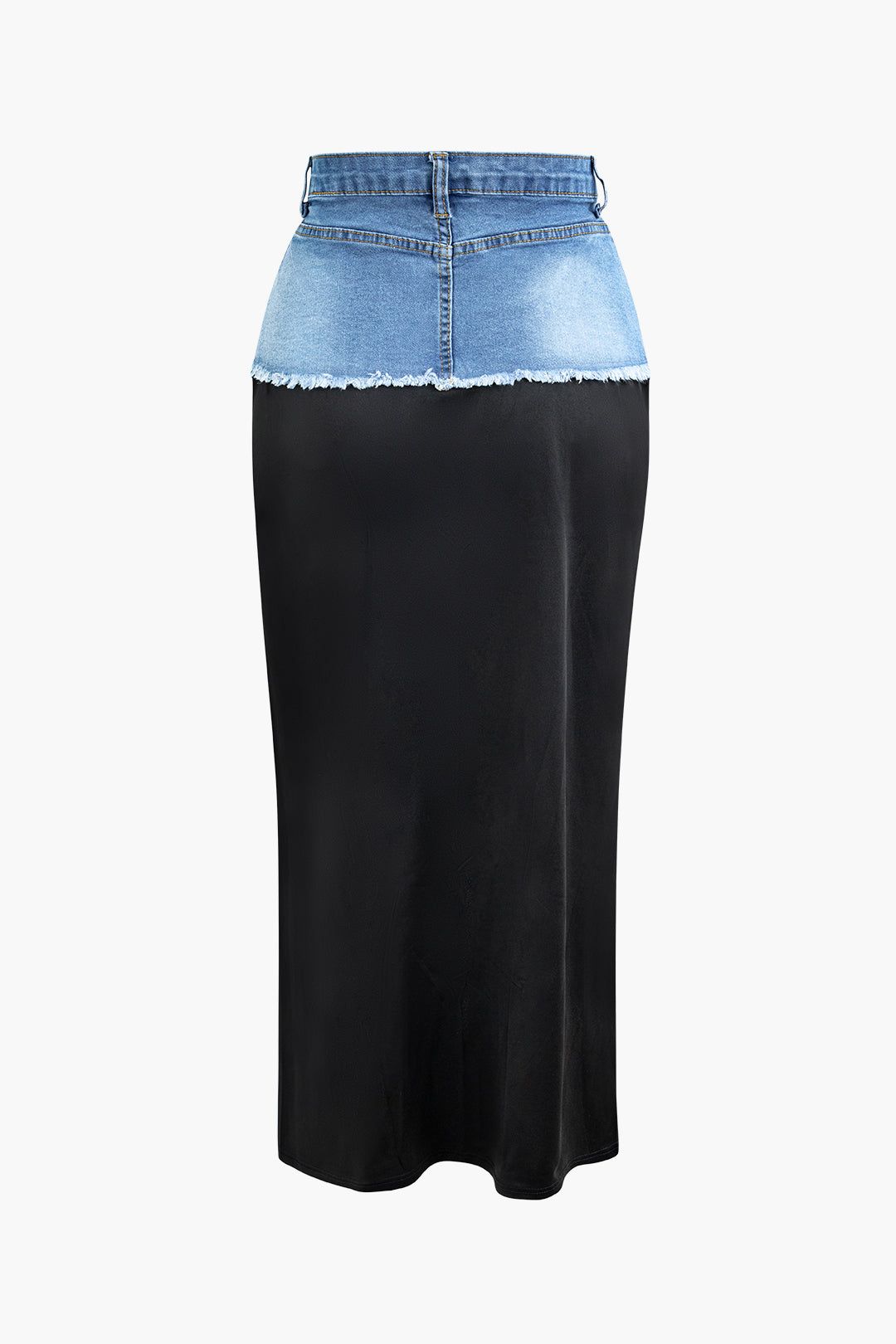 Contrast Denim Panel Zip Up Midi Skirt sold by Micas product image thumbnail 2