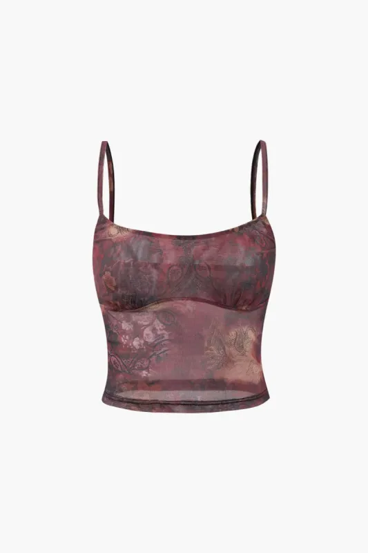 Paisley Print Mesh Cami Top sold by Micas