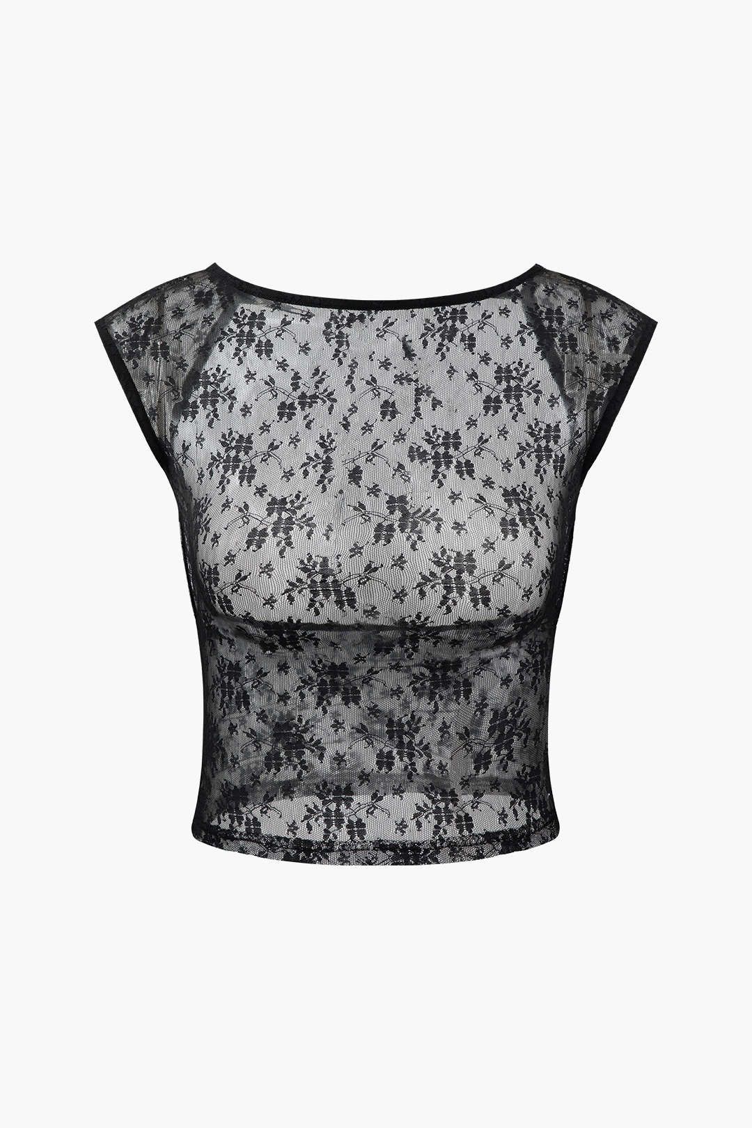 Floral Lace Backless T-shirt sold by Micas