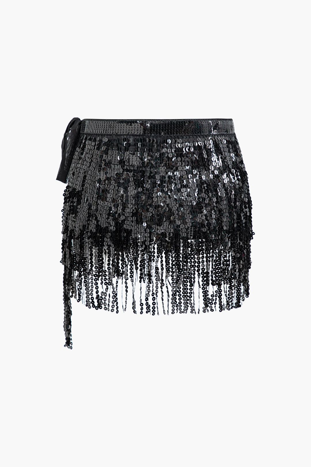 Tie Side Sequin Fringe Mini Skirt sold by Micas product image thumbnail 2