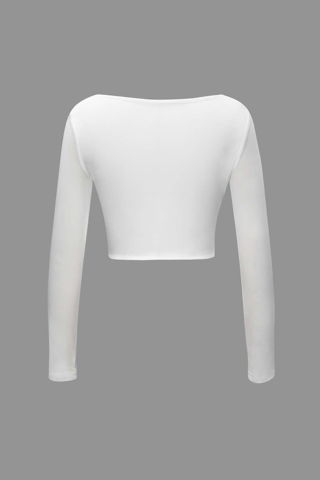 Square Neck Twist Front Long Sleeve Crop Top sold by Micas product image thumbnail 3