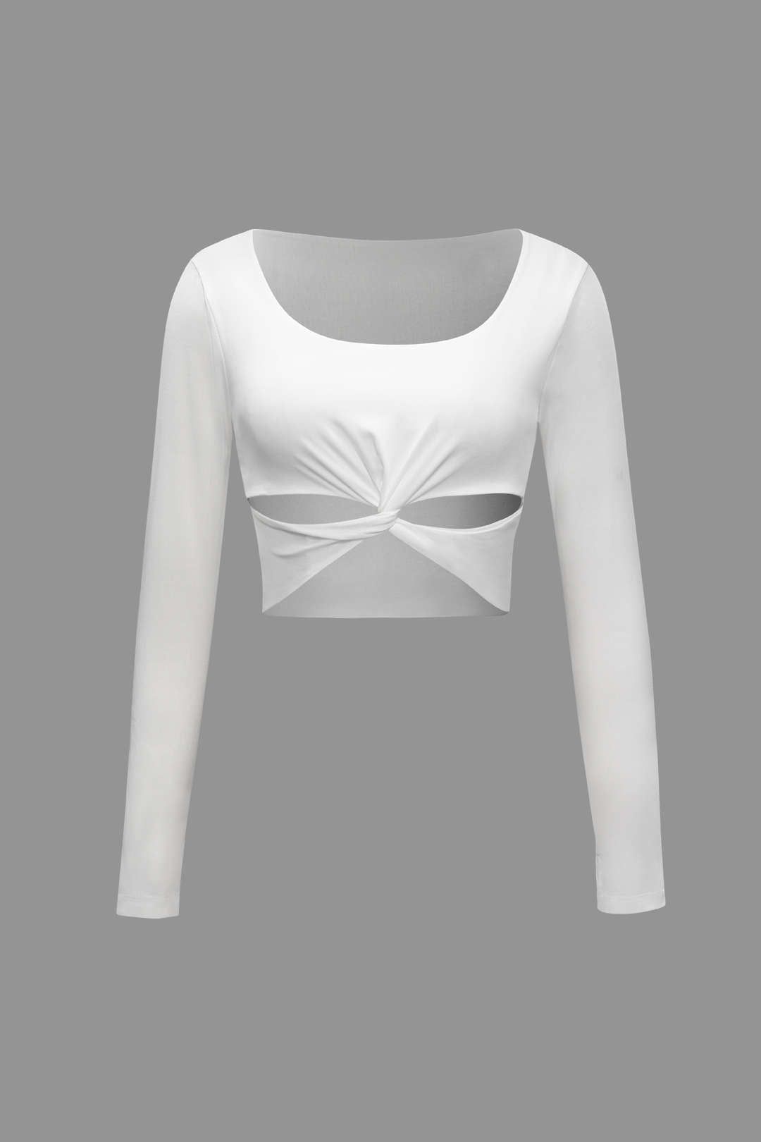 Square Neck Twist Front Long Sleeve Crop Top sold by Micas product image thumbnail 2