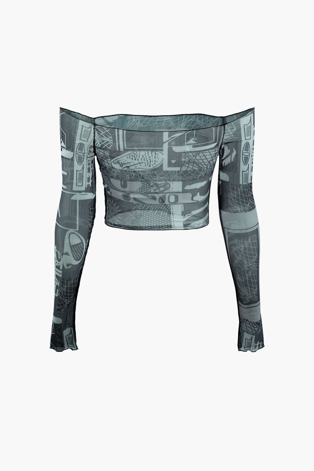 Abstract Print Mesh Off Shoulder Top sold by Micas product image thumbnail 2