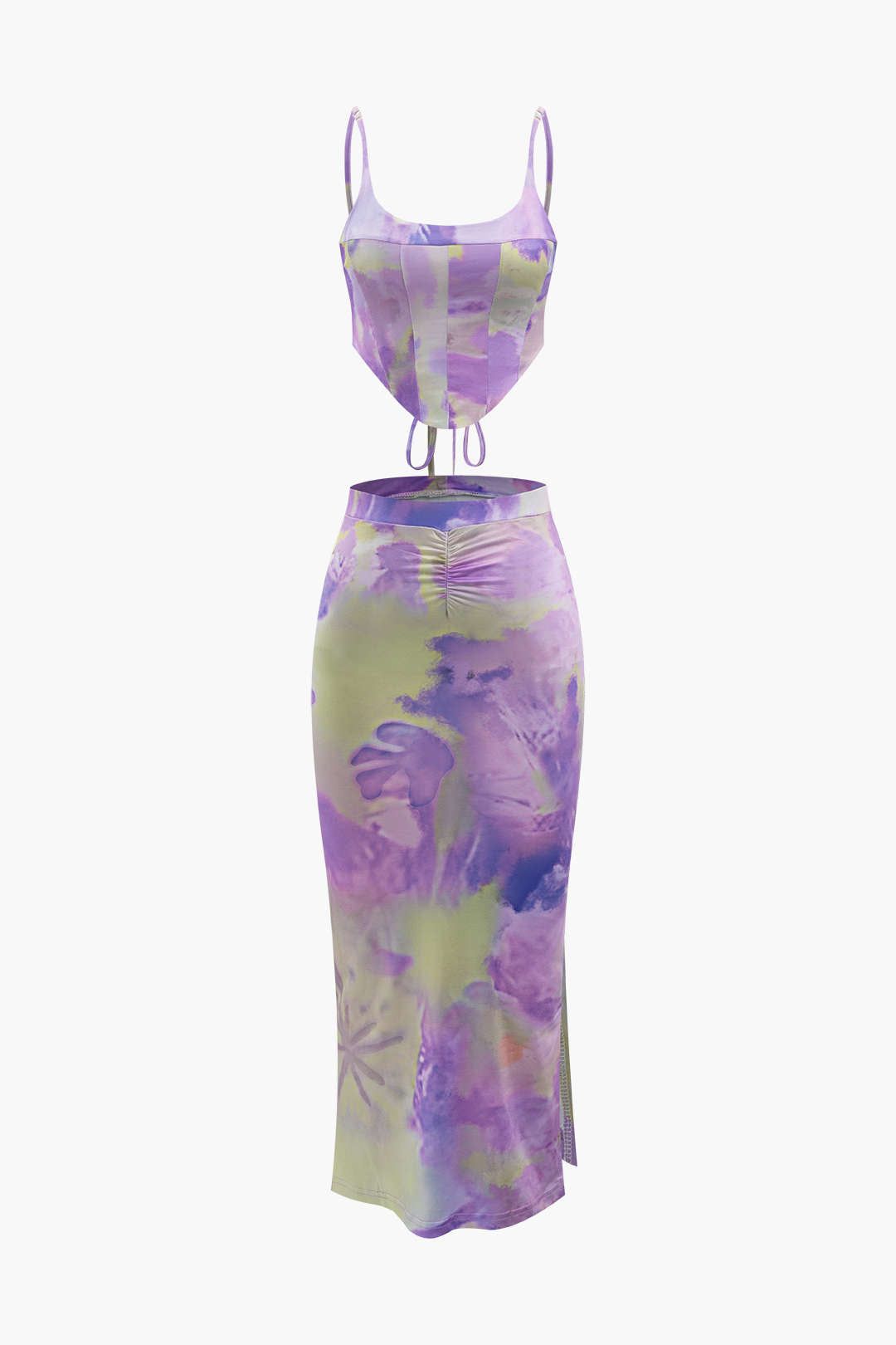 Tie Dye Cami Top And Slit Skirt Set sold by Micas