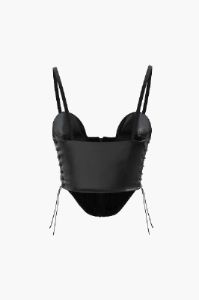 Faux Leather Lace-Up Corset Top sold by Micas