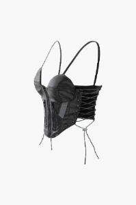 Faux Leather Lace-Up Corset Top sold by Micas