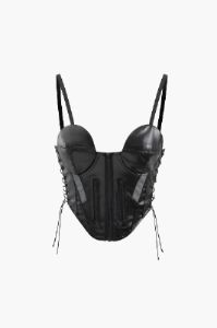 Faux Leather Lace-Up Corset Top sold by Micas