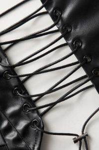Faux Leather Lace-Up Corset Top sold by Micas