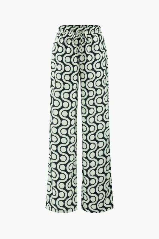Swirl Print Drawstring Waist Wide Leg Pants sold by Micas