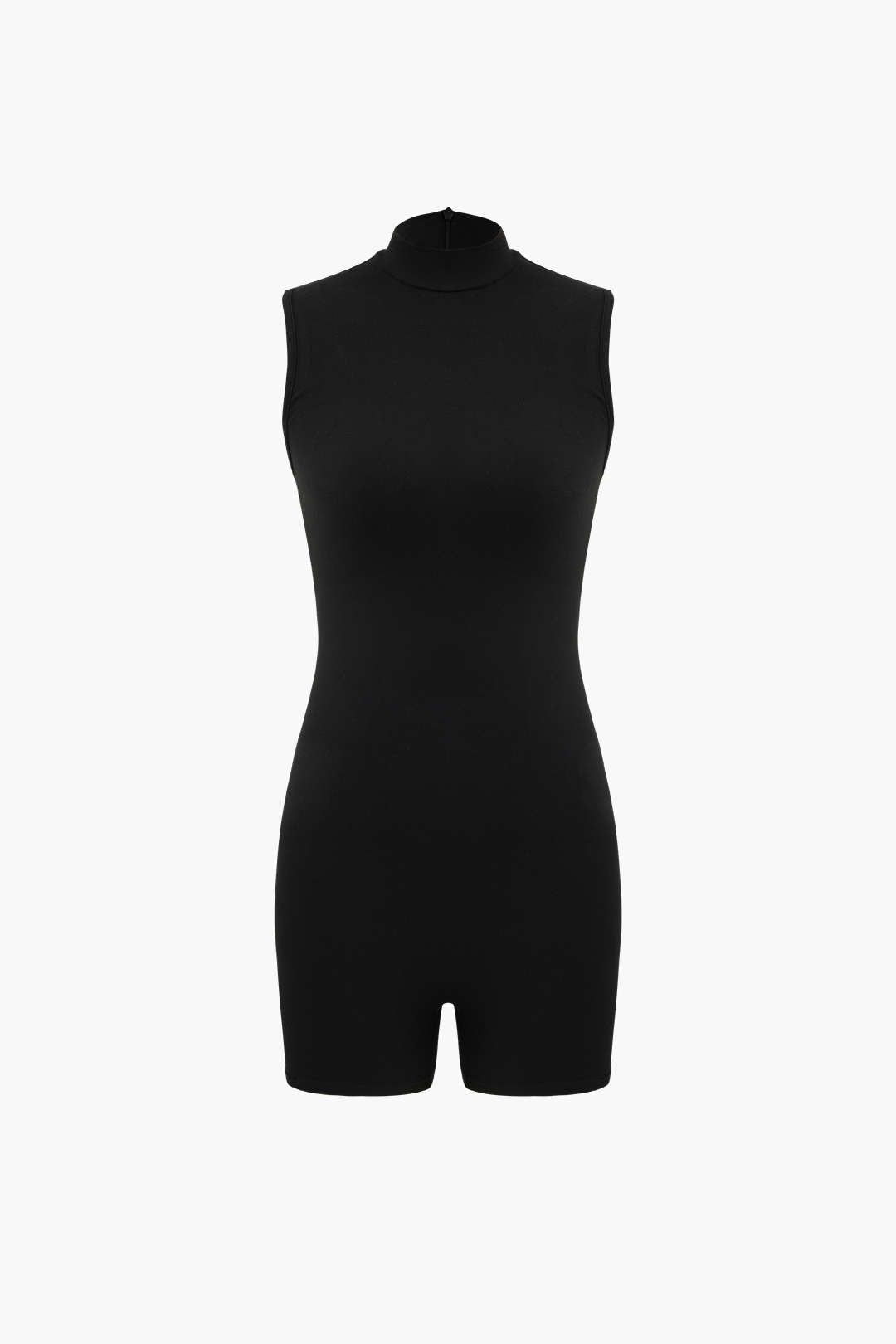 Stand Collar Sleeveless Unitard Romper sold by Micas