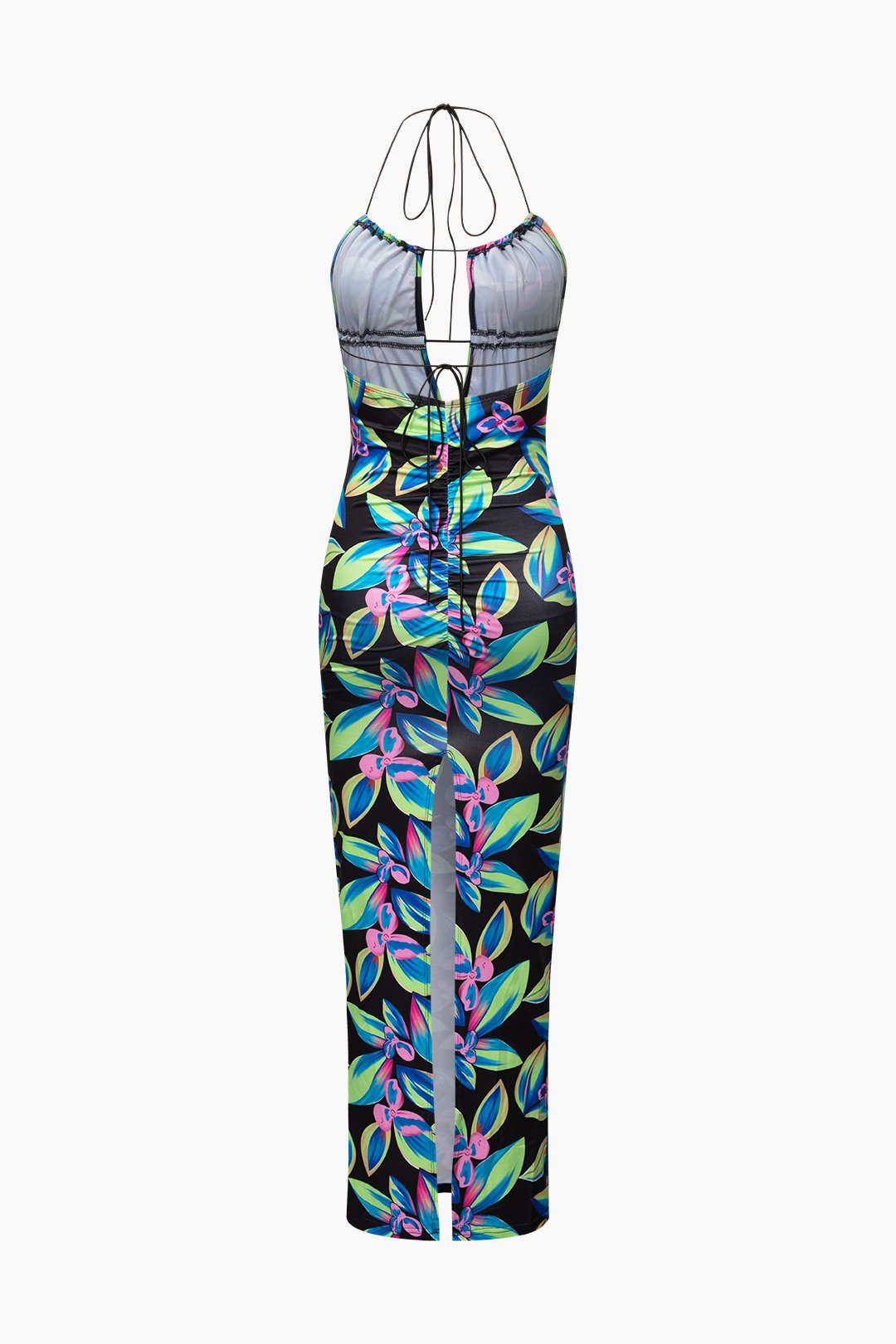 Floral Print Back Slit Halter Maxi Dress sold by Micas product image thumbnail 2