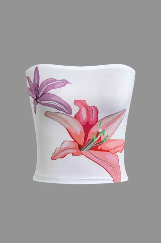 Lily Print Tube Top sold by Micas