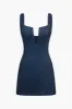 Solid V-hals Tank Bustier Denim Kjole sold by Micas