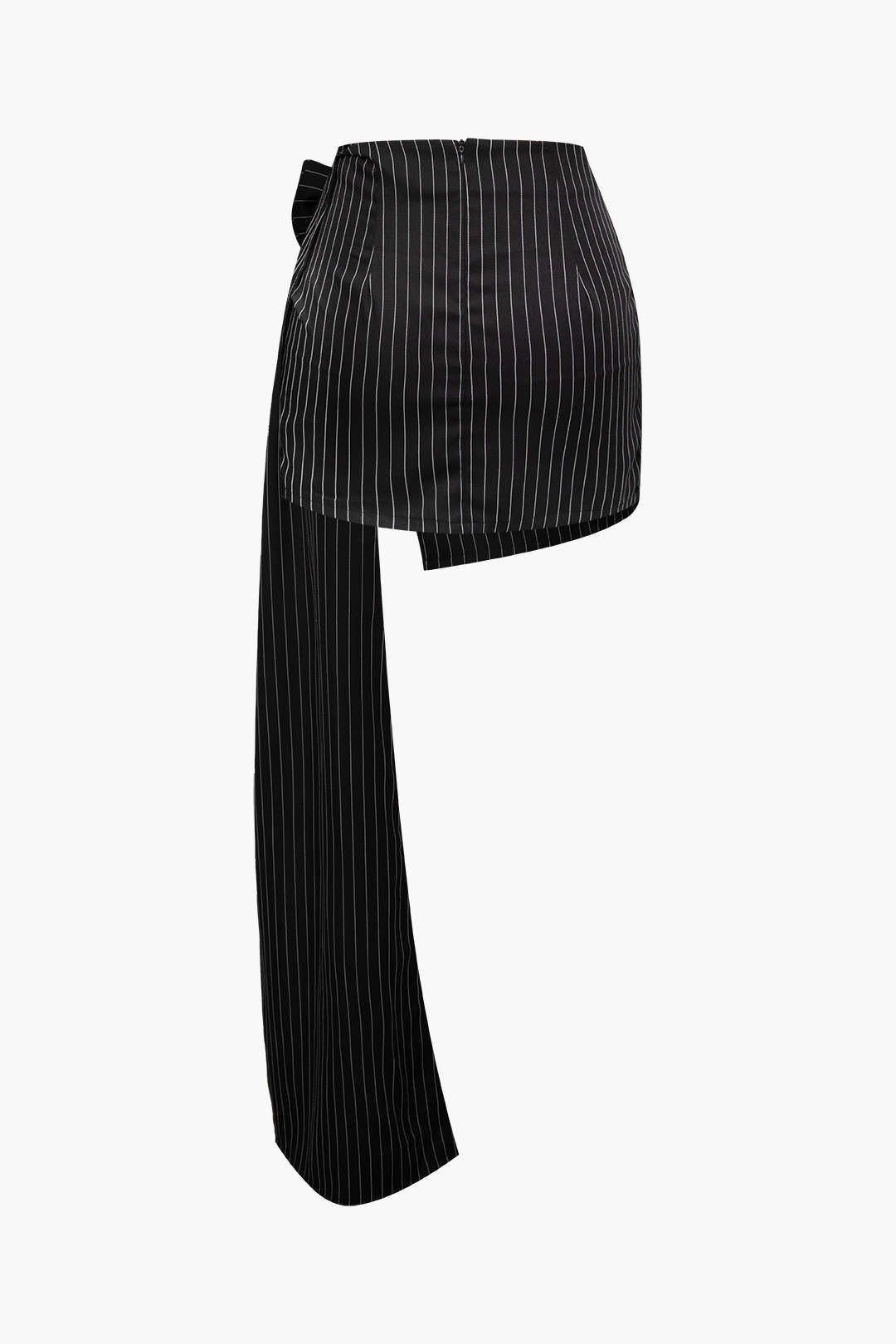 Pinstripe Asymmetric Flower Detail Mini Skirt sold by Micas product image thumbnail 2