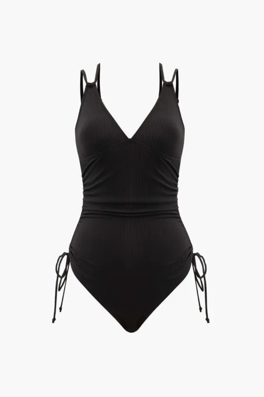 Double Strap Ribbed One-piece Swimsuit sold by Micas
