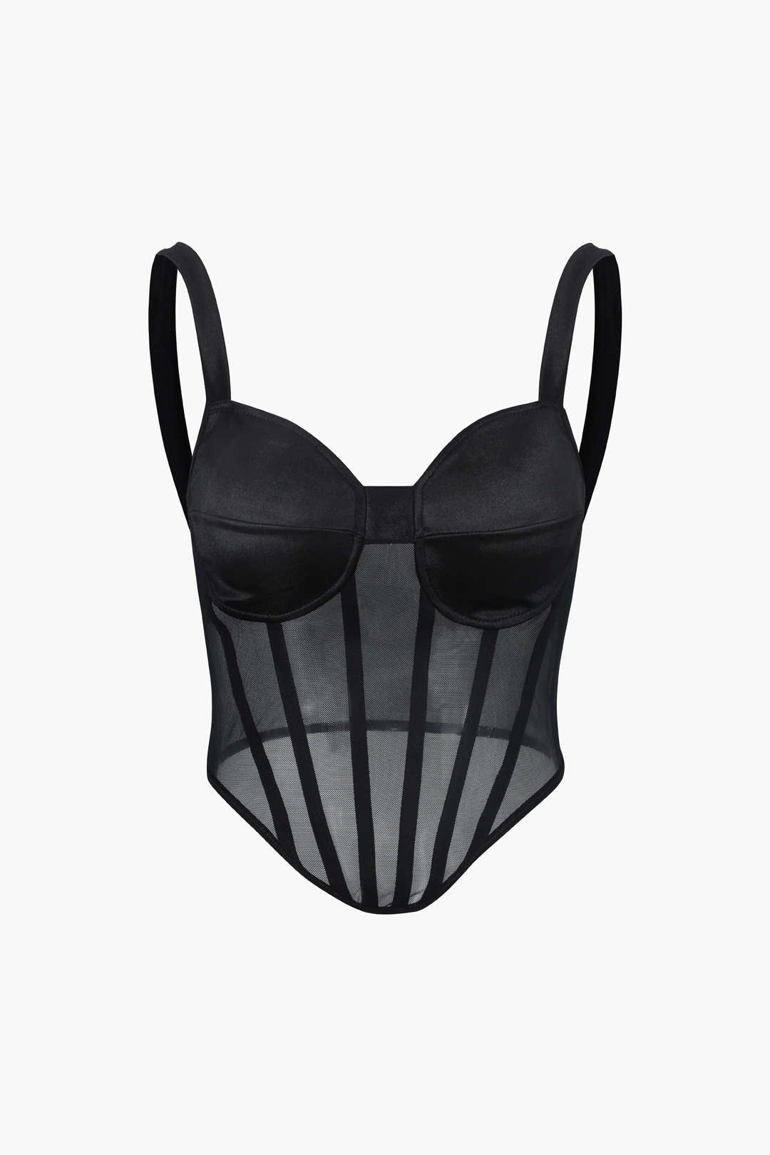 V Shape Hem Mesh Bustier Top sold by Micas