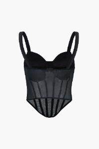 V Shape Hem Mesh Bustier Top sold by Micas