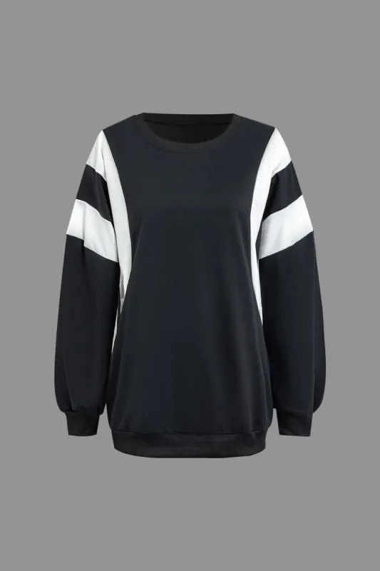 Colorblock Oversized Crew Neck Sweatshirt sold by Micas