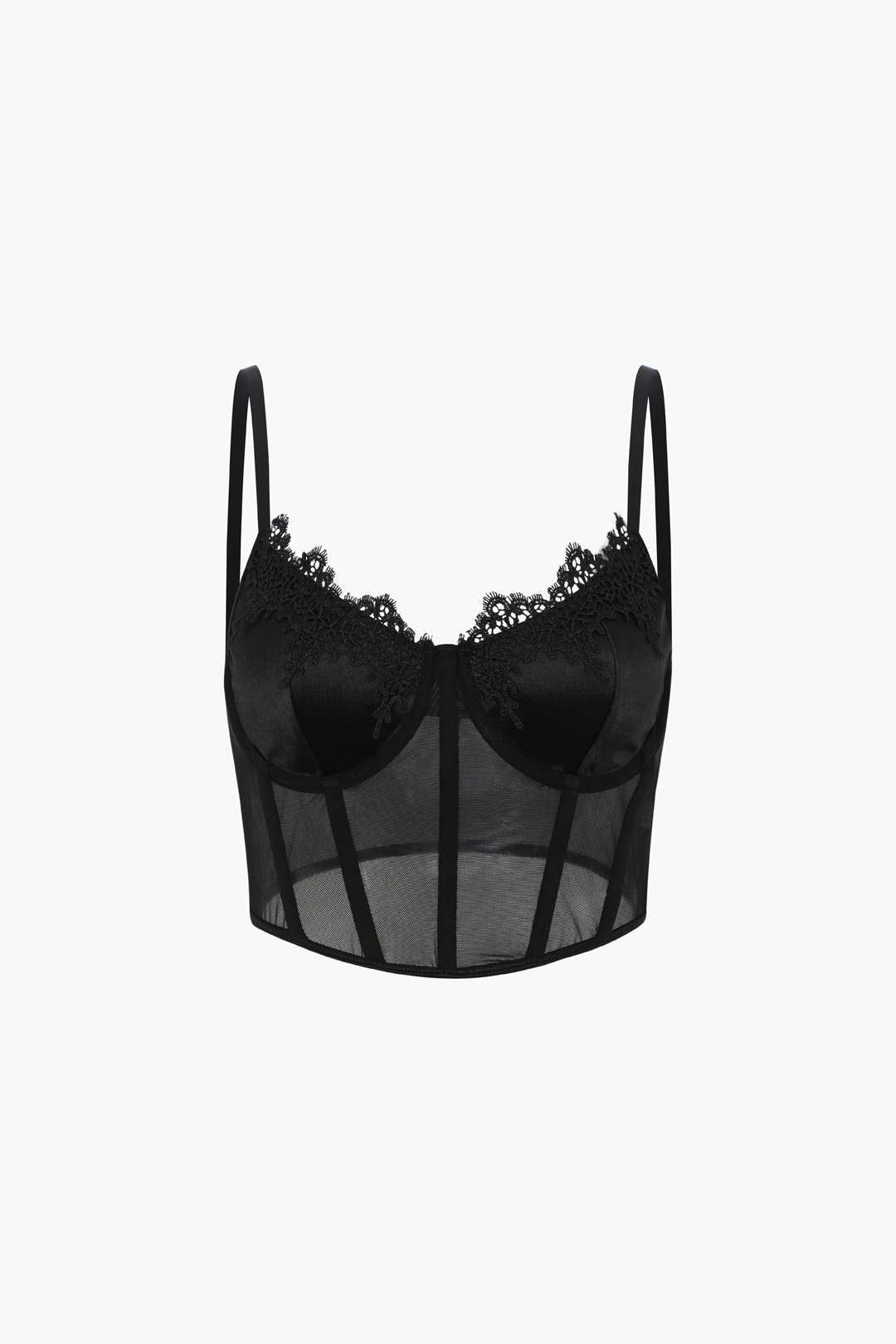 Mesh And Lace Bustier Top sold by Micas
