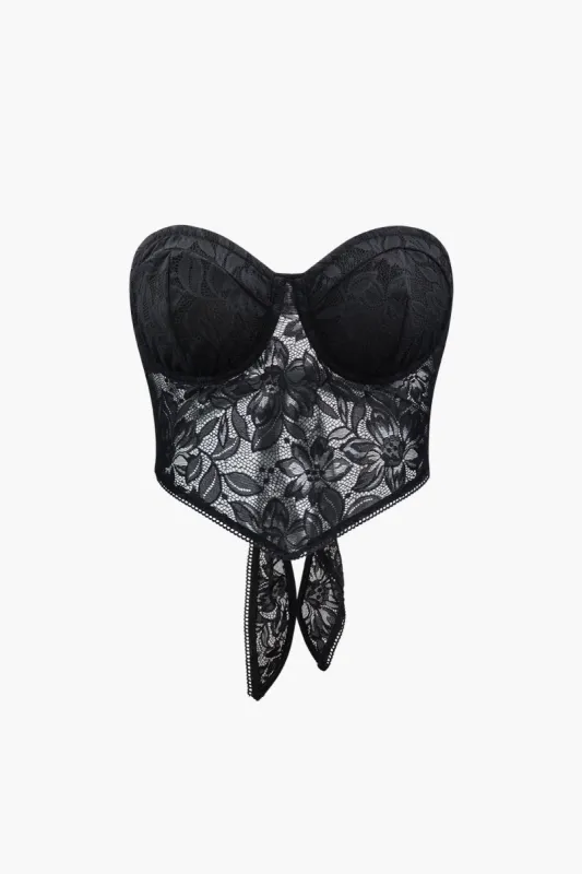 Sheer Lace Knot Back Tube Top sold by Micas