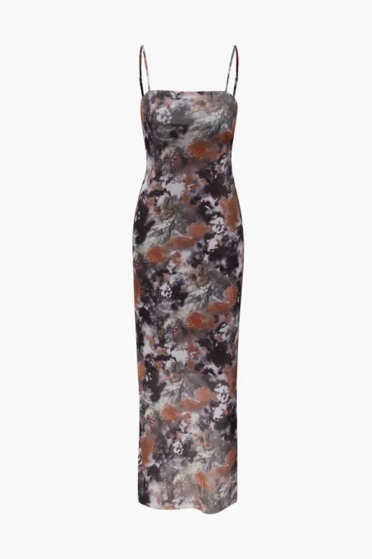 Retro Print Mesh Midi Dress sold by Micas