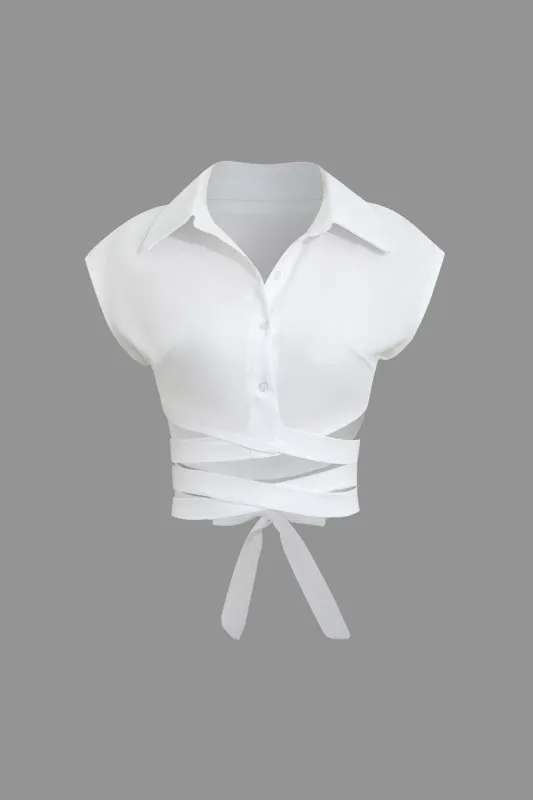 Solid Knot Crop Shirt sold by Micas