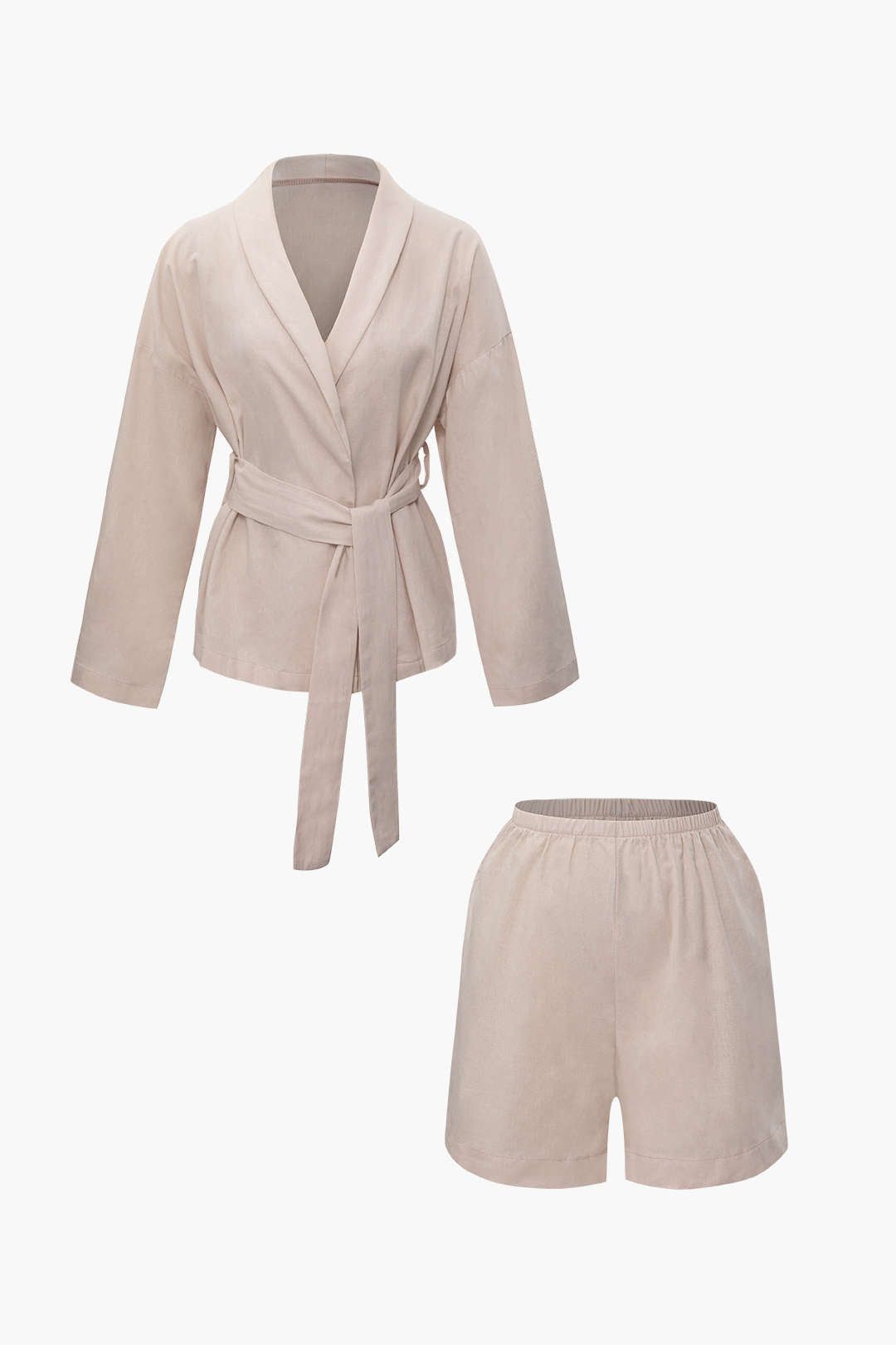 Solid Wrap Long Sleeve Shirt And Shorts Set sold by Micas product image thumbnail 2