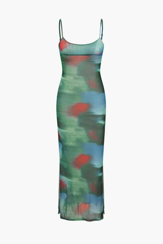 Abstract Print Side Slit Maxi Dress sold by Micas