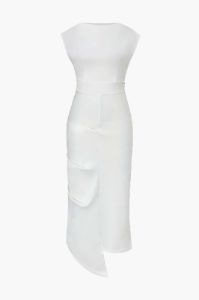 Asymmetrical Pleated Sleeveless Midi Dress sold by Micas