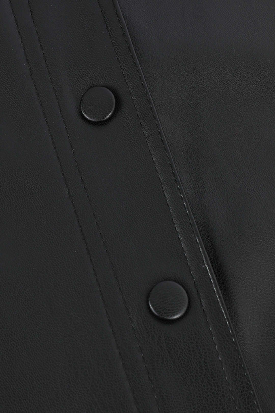 Faux Leather Long Sleeve Midi Shirt Dress sold by Micas product image thumbnail 3