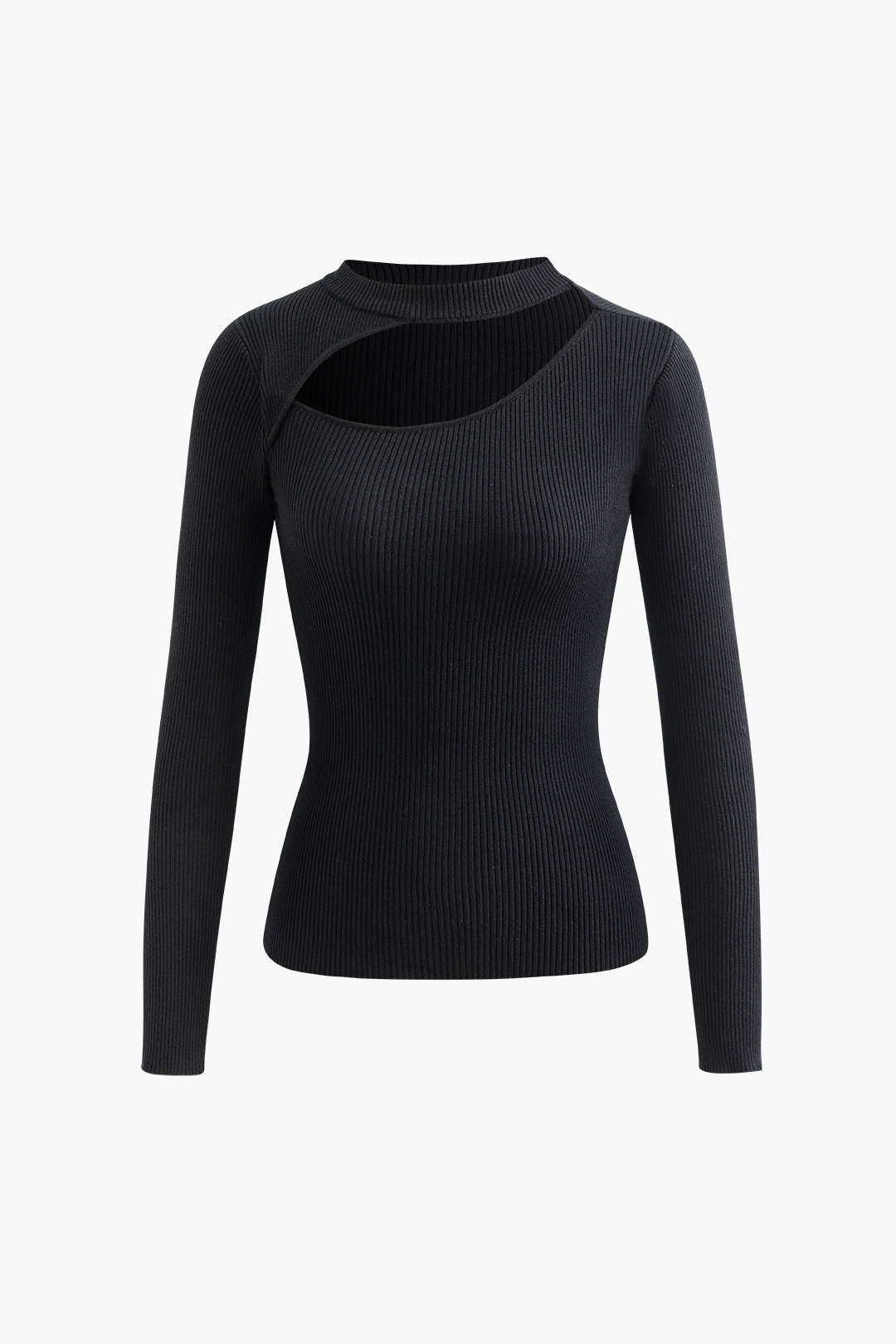 Cut Out Rib Knit Long Sleeve Top sold by Micas