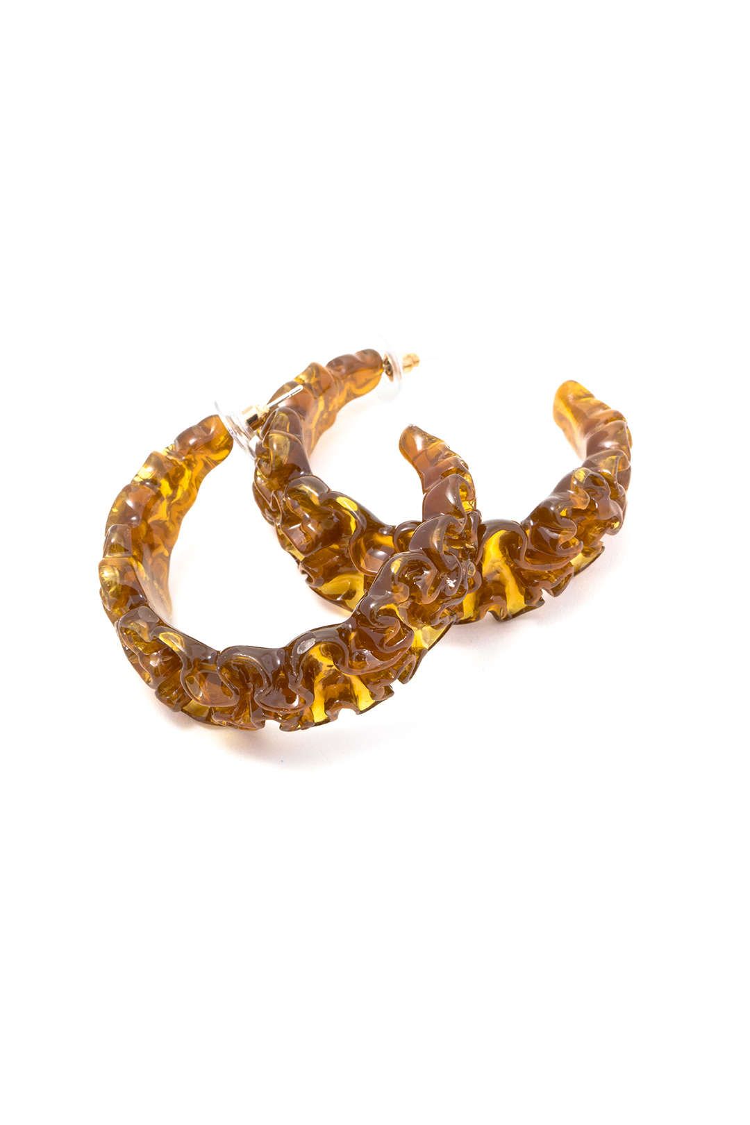 Carved Resin Hoop Earrings sold by Micas product image thumbnail 3