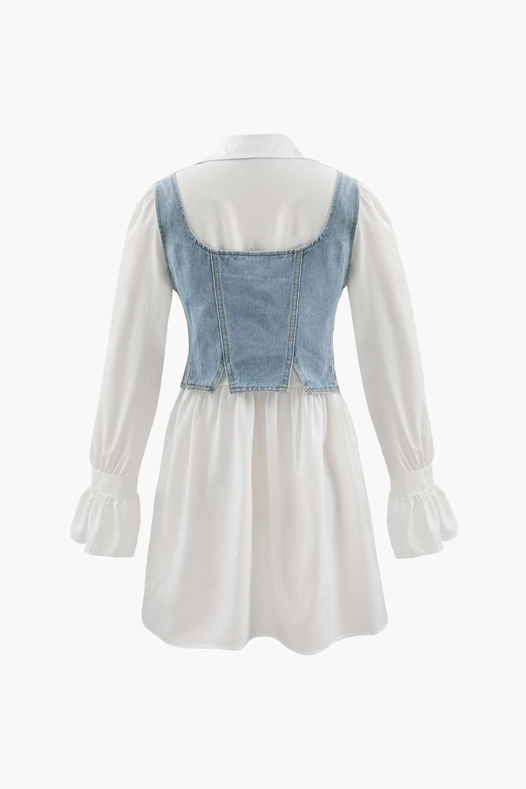 Puff Sleeve Mini Shirt Dress And Denim Cami Set sold by Micas product image thumbnail 2