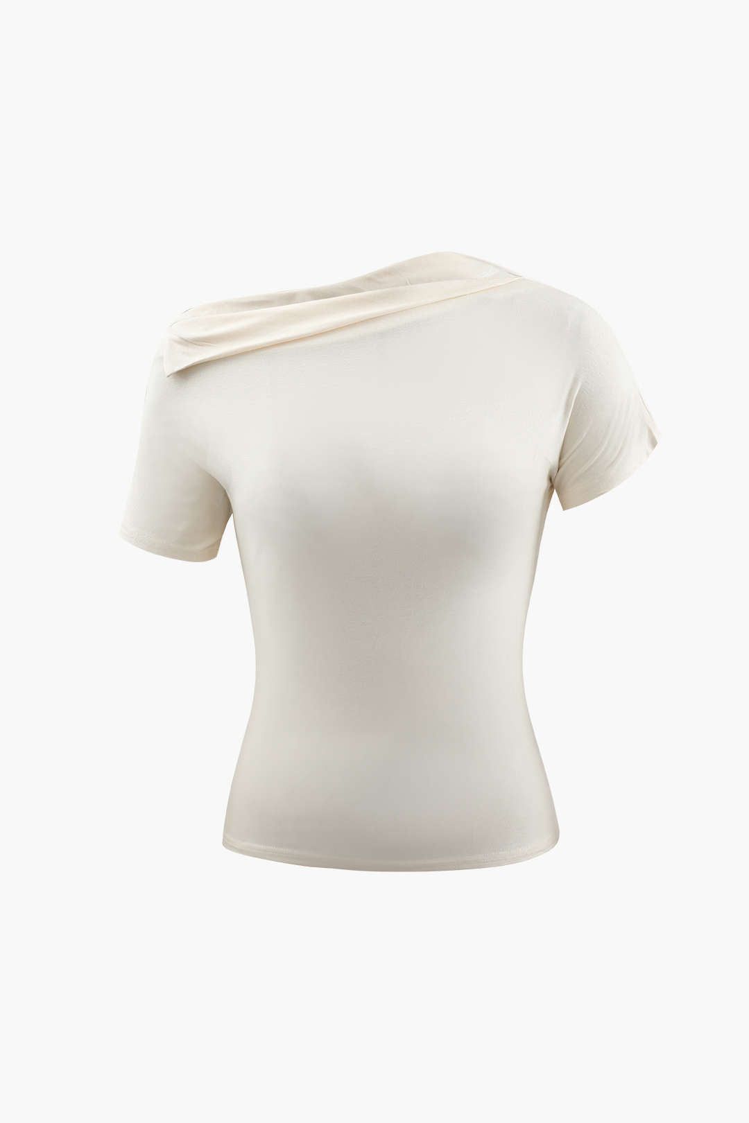 Asymmetric Shoulder Short Sleeve T-Shirt sold by Micas