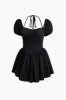 Solid Tie Halter Ruched Mini Dress sold by Micas