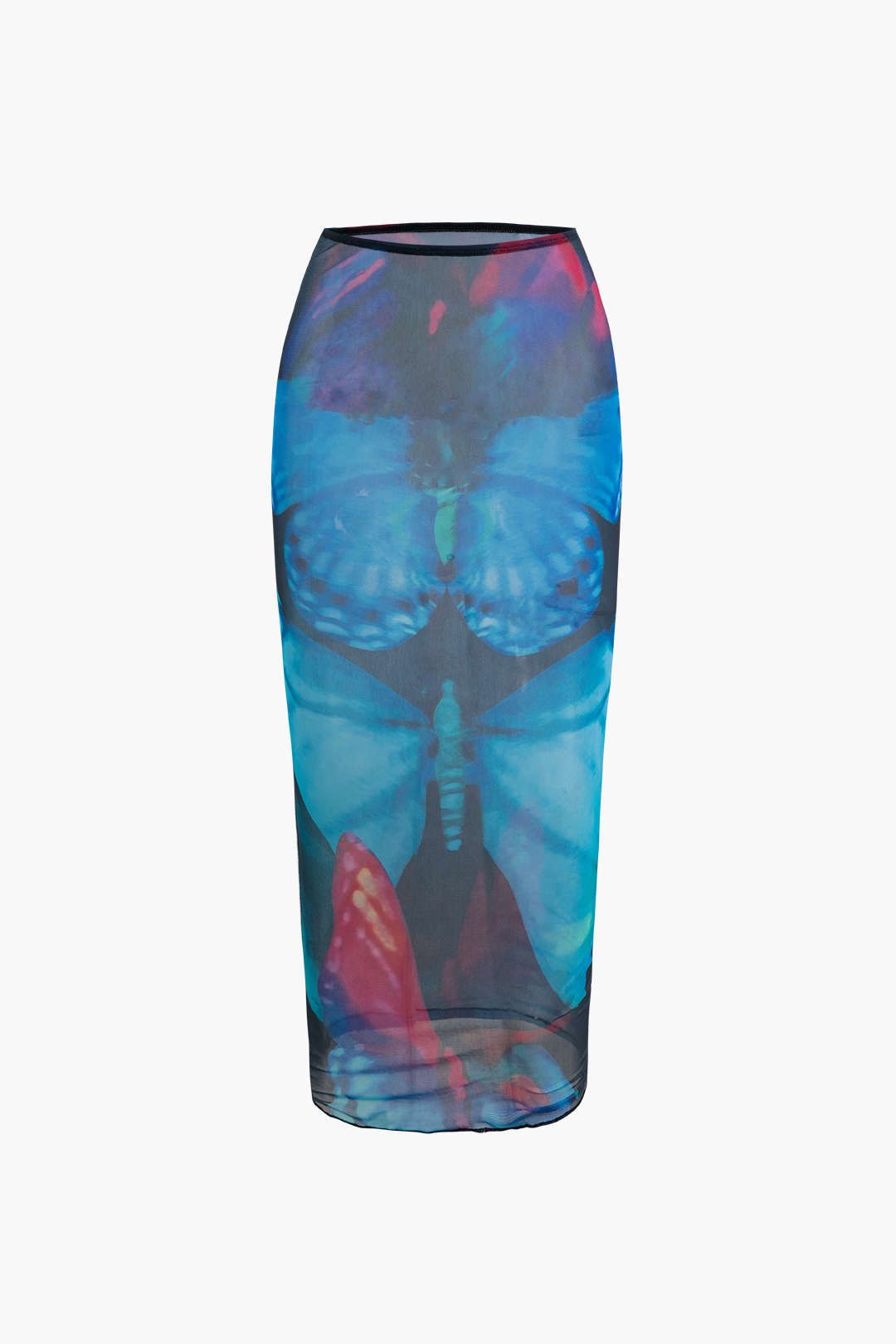 Butterfly Print Strapless Corset Top And Mesh Midi Skirt Set sold by Micas product image thumbnail 3