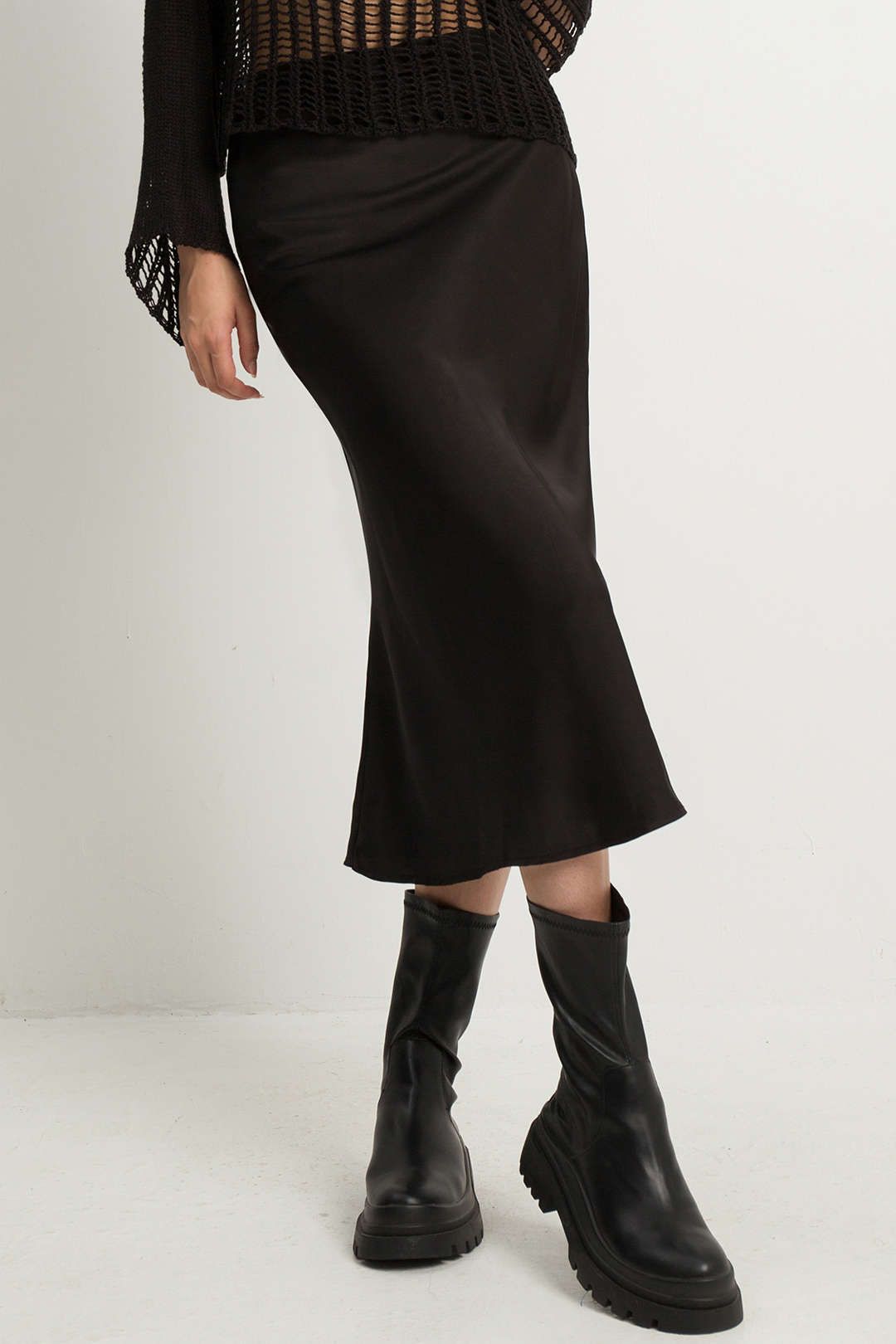 Satin Mermaid Midi Skirt sold by Micas
