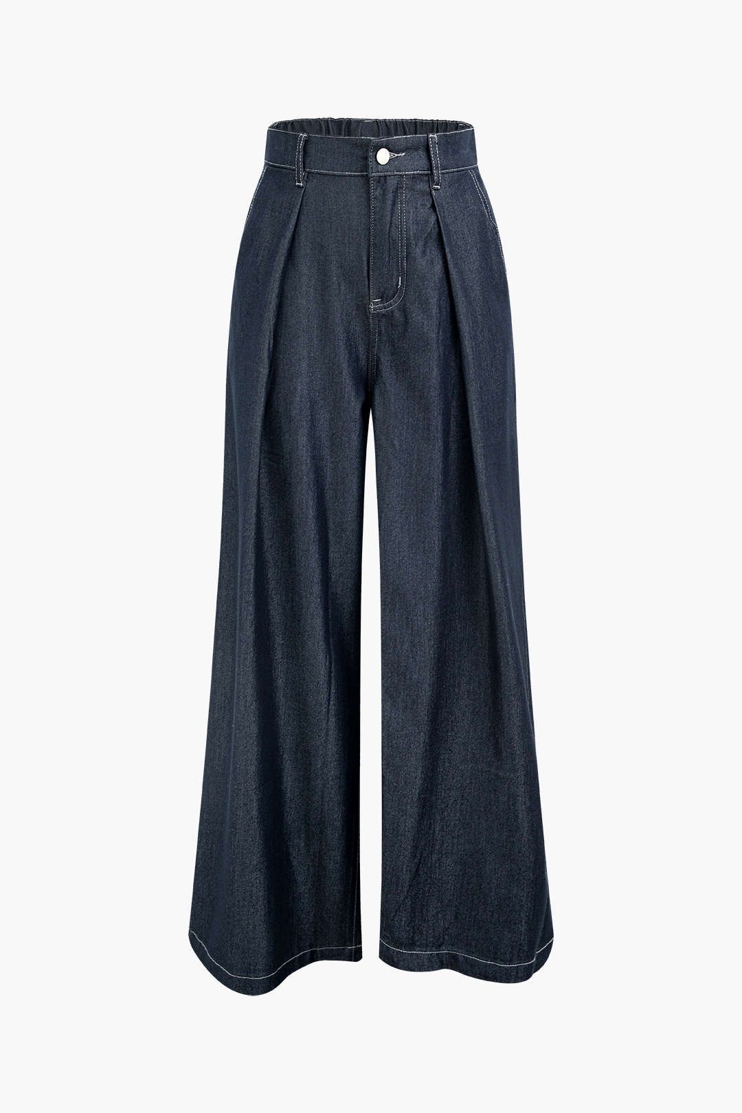 High Waist Pleated Wide Leg Jeans sold by Micas