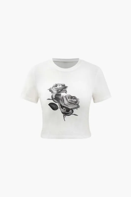 Black Rose Crop T-Shirt made by Micas